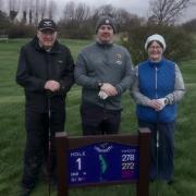 David Morgan (centre) alongside Mike Short and Linda Edmondson at their Drive In back in February