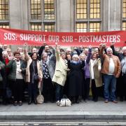 Cheering sub postmasters outside the High Court on December 16, 2019, after the Horizon trial.