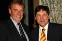 ANTHONY Gibson (left) receives his award from the President of the MCC, John Barclay, at Lord’s Cricket Ground.