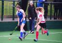 GOALSCORER: Burnham's Caroline Hunt (blue kit). Pic: Steve Richardson