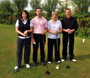 Brean charity golf with Sarah House, Kieran Spooiswoode, Ali Evely and Dave Harris.