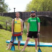 CHALLENGE: Iain Bell, left, and Matt Jones are paddle boarding from Bristol to London
