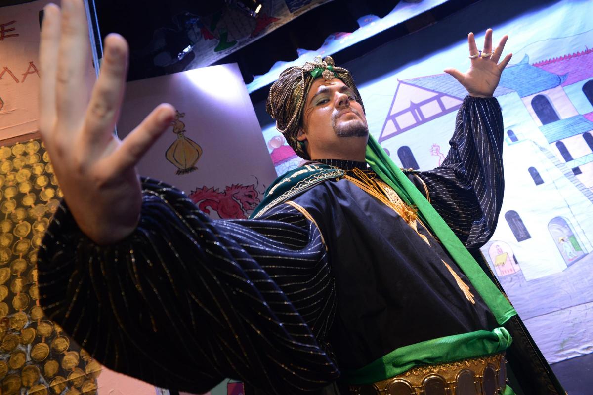Aladdin, a pantomime written by Alan Fayn performed at the Princess Theatre and Arts centre in Burnham-On-Sea...Abanazaar, Joe Harrington.