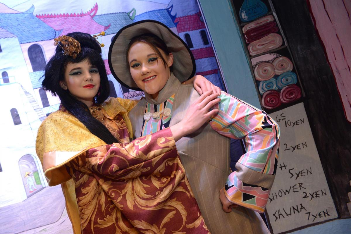 Aladdin, a pantomime written by Alan Fayn performed at the Princess Theatre and Arts centre in Burnham-On-Sea...Pictured L-R  Princess Mandarin, Louisa Arthur and  Aladdin played by Shannon Manlow.