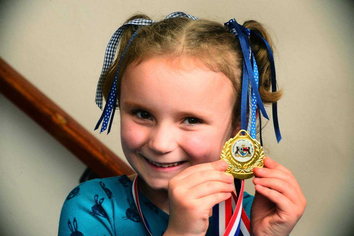 HAPPY: Carys Thornton with her dance medal