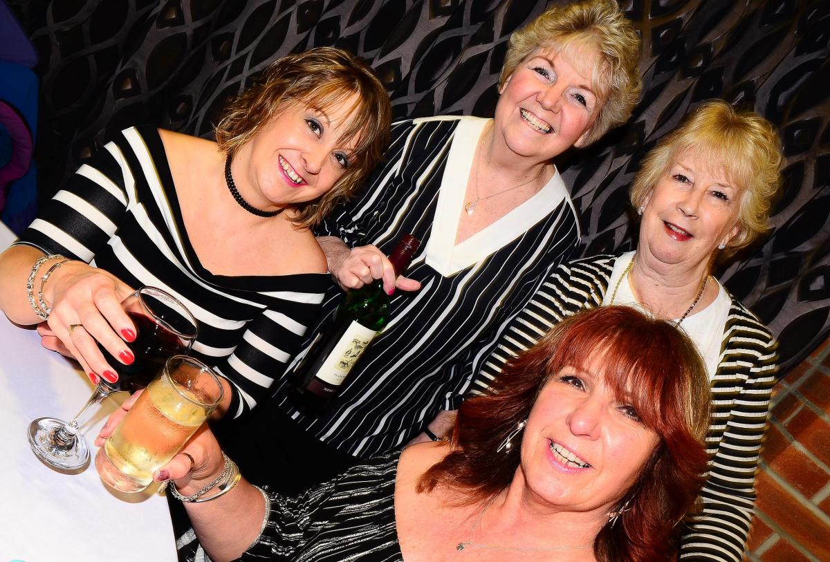ALL IN STRIPES: Lisa Ball , Sue Pow, Gail Harrison and Jennifer Lawrence