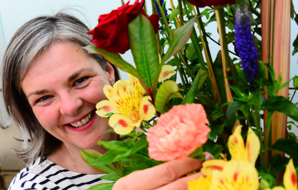 JOY:Christine Wilson with her floral display