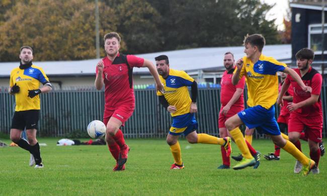 CONTROVERSY: Match action from the Burnham United A versus Clevedon United KV Reserves last month