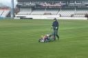 Cutting the grass at Somerset CCC