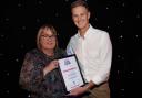 Amanda Counsell presented the Somerset County Award in the Safe Hands category by former Somerset player Max Waller.