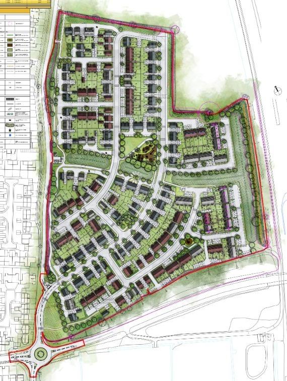 Burnham and Highbridge Weekly News: Plans For 260 Homes On Bower Lane In Bridgwater. CREDIT: Focus On Design. Free to use for all BBC wire partners.