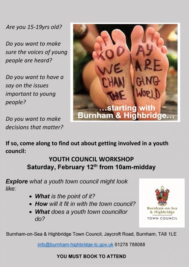 Burnham and Highbridge Weekly News: WORKSHOP: Local young people will be able to discuss the new youth council on Saturday, February 12 (Image: Burnham-on-Sea and Highbridge Town Council)