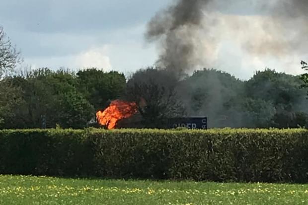 Burnham and Highbridge Weekly News: A witness took this photograph of the HGV fire on the M5 at junction 20.