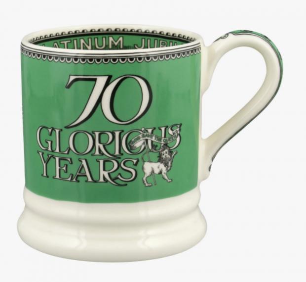 Burnham and Highbridge Weekly News: Queen's Platinum Jubilee 70 Glorious Years 1/2 Pint Mug (Emma Bridgewater