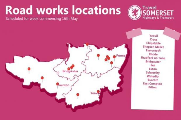 Locations of major roadworks starting across Somerset this week