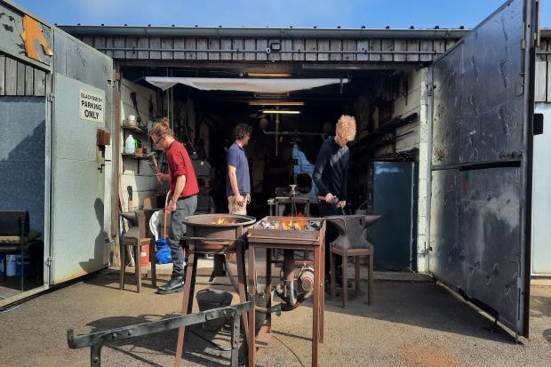Students visit a local blacksmith's forge to prepare for their production of Dickens' Great Expectations. Picture: Old Vic Theatre School