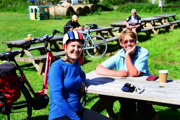 Burnham and Highbridge Weekly News: Ann Oldham and Jane Willmington at the Sweet Tea Rooms for the Somerset 100. Pictures: Steve Richardson