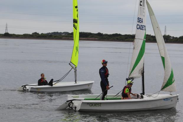 Burnham and Highbridge Weekly News: ACs Louie and Oliver sailing in the Open Quest class. Picture: Burnham-on-Sea & Highbridge Sea Cadets