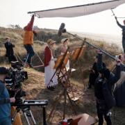 Brean beach provides the backdrop for scenes in the ITV drama, Sanditon, in 2019.