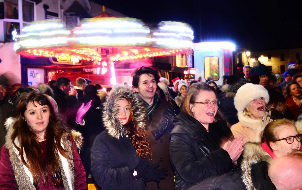 Crowds of people turned out to enjoy a dazzling Christmas lights display in Burnham-on-Sea